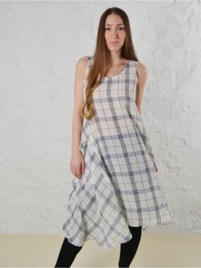 EUC Spirithouse Whistle Tunic Plaid A-Line Asymmetrical Lagenlook Linen/Cotton